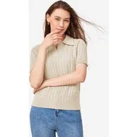 Imily Bela Strickpullover Damen Kurzarm Pullover mit Reverskragen (Packung, 1-tlg., 1per-Pack) V-Ausschnitt