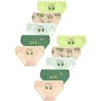 LOREZA Slip 10er Set Mädchen Slips - Avocado - Bunt (Spar-Packung, 10-St)