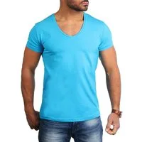 Young & Rich T-Shirt Herren Uni Basic extra tiefer Ausschnitt Unterziehshirt 1315 V-Ausschnitt unifarben kurzarm slim fit