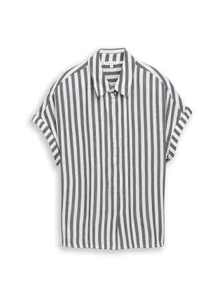 Tom Tailor - Loose Fit Bluse mit Streifen navy stripe - Gr. - 46