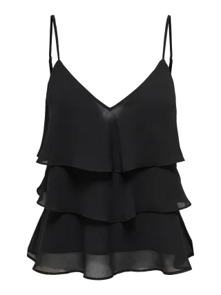 ONLY - ONLLINN LIFE FLOUNCE SINGLET WVN NOOS Black - Gr. - M
