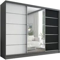 A&J MöbelLand GmbH Schiebetürenschrank AURELIA 1 mit 3 Schubladen und Spiegel (TOP ANGEBOT! Geräumiger Schrank mit einer Breite von 200 cm und Spiegel, ideal zur Aufbewahrung von Kleidung und Accessoires. 3 Schubladen und viel Stauraum. TOP PRODUKT! 