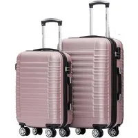 Beibye Hartschalen-Trolley - Set 2-teilig 65 + 55 cm, 4 Doppel-Rollen, Dehnfalte, div. Farben
