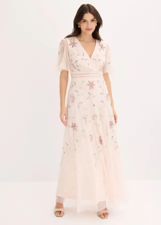 bonprix Abendkleid mit Paillettenstickerei, rosa, Gr.40, Bezauberndes Maxikleid aus zartem Tüll mit romantischer Paillettenstickerei