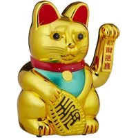 relaxdays Winkekatze XL Winkekatze gold