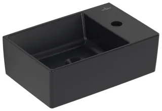 Villeroy & Boch Handwaschbecken Memento 2.0 400x260mm,, 1 Hahnloch o ÜL Unterseite geschl Pure Black 43234GR7