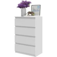 Furnica Kommode GABRIEL 4 Schubladen - Weiß Matt H92cm B60cm T33cm