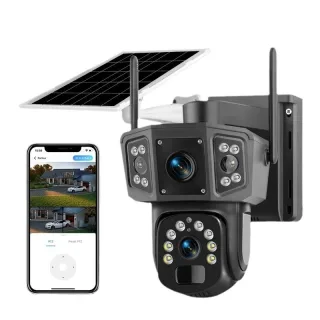 V380 Pro 6MP WiFi Solar Powered Camera 4K PTZ Color Night Vision Auto Tracking PIR Motion IP66 Waterproof Outdoor Survei