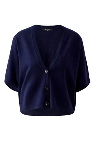 Miss Lagotte - Cardigan mit V-Ausschnitt blau - Gr. - 36