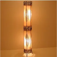Casa Moro Stehlampe Stehleuchte Henna Lampe aus Leder & Eisen 100 bis 130 cm Marokko, ohne Leuchtmittel, Warmweiß, echtes Leder
