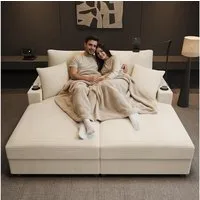Sweiko Schlafsofa Doppelschlafsofa(XXL) mit Schlaf-Liegefunktion, mit Handyhalterung, USB-Anschluss und Getränkehalter, für Wohnzimmer