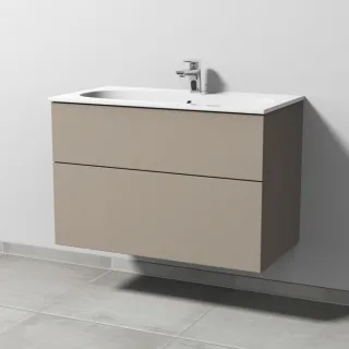 Sanipa 3way Waschtischunterbau zu Geberit Acanto Slim Waschtisch mit 2 Auszügen, Sandgrau-Matt SF41267
