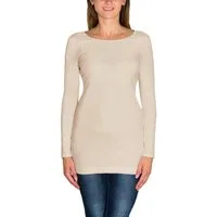 Alkato Langarmshirt Alkato Damen Langarm Longshirt Langarmshirt Tunika Basic Shirt