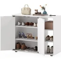 COSTWAY Schuhschrank Schuhregal mit verstellbare Regal, Holz, 12-15 Paar Schuhe