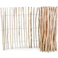 Mega-Holz Staketenzaun "Rolli" (Dicht) - Gartenzaun aus Haselnussholz, Lattenabstand 3-4 cm, LxH: 500x60 cm
