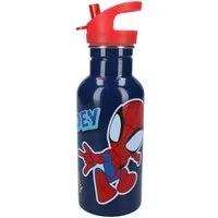 Spiderman Trinkflasche Kinder 500 ml mit Strohhalm und Twist-off-Verschluss aus Edelstahl