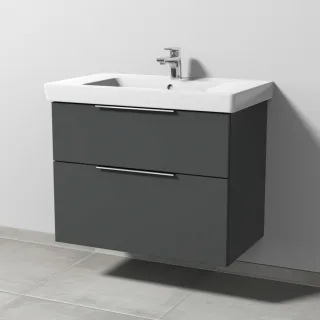 Sanipa 3way Waschtischunterbau zu Villeroy & Boch Subway 2.0 Waschtisch mit 2 Auszügen, Anthrazit-Ma UM61422