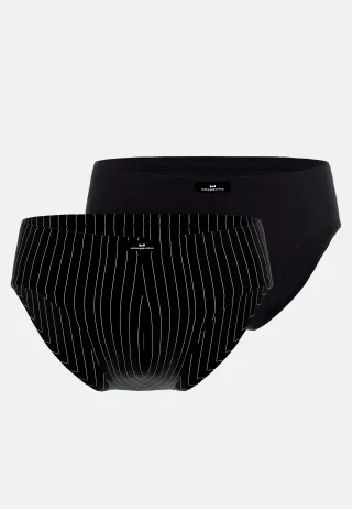 götzburg bodywear - GÖTZBURG Herren Sport-Slip längsgestreift 2er Pack black - Gr. - 6