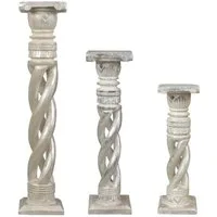 Oriental Galerie Blumenhocker Gedrehte Säule Antik Silber 60 cm klein (1 St)