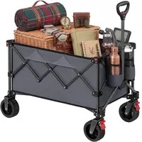 SONGMICS Handwagen altbarer Handwagen/Bollerwagen, Gartenwagen mit Griff, 4 verstärkte Rollen, davon 2 Universalräder, bis 150/180 kg belastbar