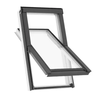 Kunststoff Dachfenster, RoofLITE+ Solid PVC, Anthrazit/Weiß, 66 x 118 cm, Schwingflügel mit Griff, individuell konfigurieren