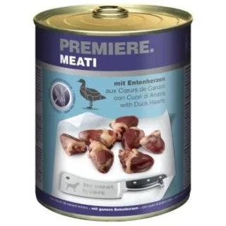 PREMIERE Meati Nassfutter Hund, Adult, Entenherzen 12x800 g