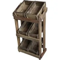 Chic Antique Wandregal Chic Antique - Regal Holzregal Ständer mit 6 Kisten Ziegelformen Holz
