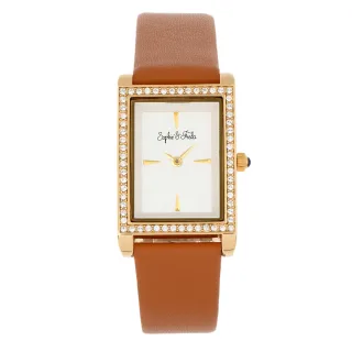 Montre à bracelet en cuir Sophie et Freda Wilmington avec cristaux Swarovski