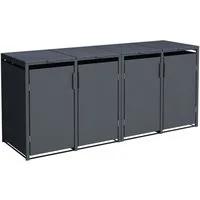 DEGAMO Mülltonnenbox MÜNCHEN, Stahl grau, für 4 Tonnen 120 oder 240 Liter
