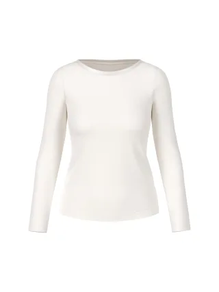 Marc Cain Collections - Longsleeve mit Seidenblende off-white - Gr. - 36