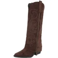 Ital-Design Hochwertige Damen-Stiefel mit Blockabsatz und Details Westernstiefel (90471240) Blockabsatz Stiefel in Braun