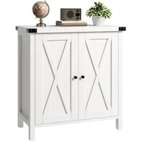 GarveeMore Buffet Sideboard mit 2 Türen Küchenschrank Aufbewahrungsschrank 76X40X80cm Sideboard Weiß Küchenschrank mit 2 Türen