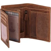 Benthill Geldbörse Herren Echt Leder Portemonnaie RFID Gelbeutel mit vielen Kartenfächer, RFID-Schutz Kartenfächer Münzfach