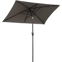 Sekey Sonnenschirm 210 x 140 cm Aluminum Sonnenschirm Rechteckig Marktschirm mit Kurbel, LxB: 210,00x140,00 cm, mit/ohne LED-Lichtern, Sonnenschutz UV50+, Gartenschirm Knickbar