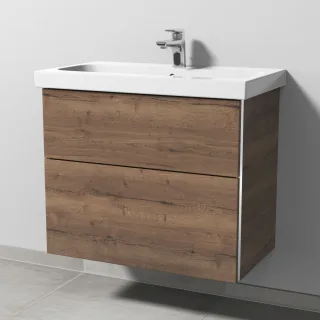 Sanipa 3way Waschtischunterbau zu Geberit iCon Light Waschtisch mit 2 Auszügen, Eiche-Tabak BR57250