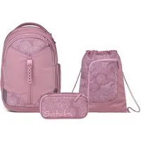 Satch Schulranzen Schulrucksack-Set MATCH Magnolia Dream 3-teilig (3-teilig), Schulranzen, ergonomisch, 30 + 5 Liter, 4 Fächer
