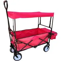 Green Yard Bollerwagen Bollerwagen mit Dach und Korb Faltwagen, ca. 90 x 53 x 118 cm