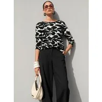 MADELEINE Strickpullover Jacquardpullover mit grafischem Muster Wollpullover mit U-Boot-Ausschnitt und 3/4-Arm