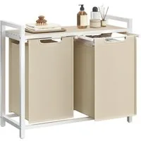 VASAGLE Wäschekorb, 2 Wäschesäcke aus Oxford-Gewebe, abnehmbar, 2 x 46 L
