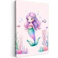 OneMillionCanvasses® Leinwandbild Meerjungfrau - Lila - Meerestiere - Unterwasser - Fisch, Fotodruck (1 St), Kinderzimmer Deko, Mädchen und Jungen Bilder 20x30 cm