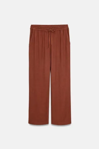 Damen Woven-Hosen mit weitem Bein und Kordelzugbund