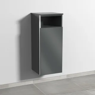 Sanipa 3way Mittelschrank mit 1 Tür und 1 offenem Fach, Anthrazit-Glanz, BS13379 BS13379