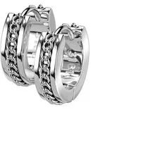 BUNGSA Creolen-Set Creolen mit Kette aus Edelstahl Unisex Silber (1 Paar (2 Stück), 2-tlg), Ohrschmuck Ohrringe