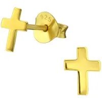 Goldene Hufeisen Paar Ohrstecker Goldene Kreuz-Ohrringe für den stilvollen Auftritt, 925 Sterling Silber (hypoallergen)