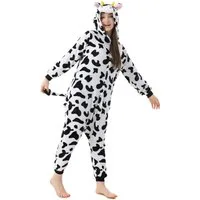 Katara Partyanzug Bauernhoftiere Jumpsuit Kostüm für Erwachsene S-XL, Karneval - Kostüm, Kigurumi - Kuh schwarz weiß XL (175-185cm)