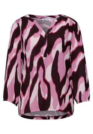 Street One - Shirt mit Split Neck und Strukturmix clouded blush - Gr. - 34