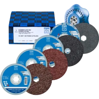 PFERD TOOLS COMBICLICK-Vliesronden-Set 125mm mit CC-H-GT-Stützteller - 42098003