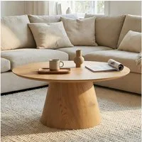 IDIMEX Couchtisch RUDA, Wohnzimmertisch rund 85 cm mit modernem Kegelfuß MDF Eiche Finish
