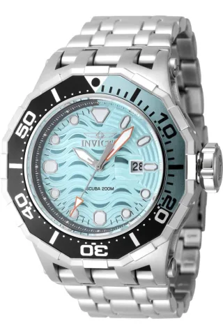 Invicta Pro Diver 47846 Herrenuhr - Quarzwerk - Edelstahl mit blauem Zifferblatt - 52 mm