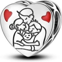 PANDACHARMS Bead Glückliche Familie mit Herzen Charm, 925er Sterling Silber